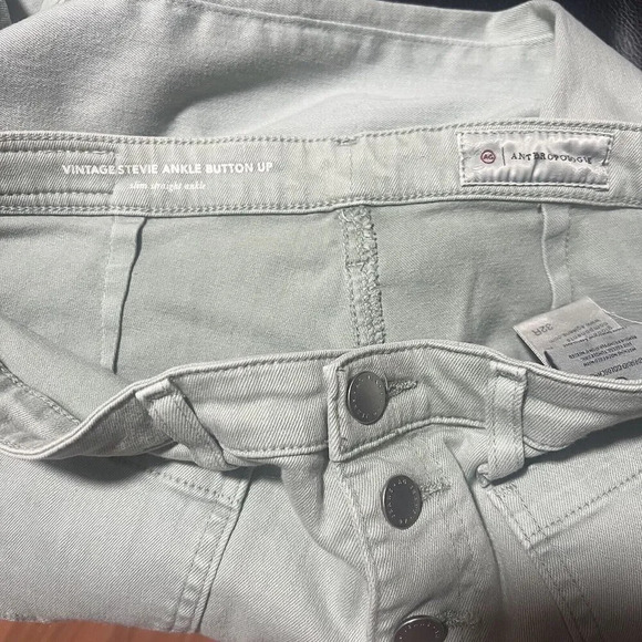 Anthropologie AG Vintage Stevie Ankle Button Up Slim Straight Jeans Green 32R - Picture 6 of 9